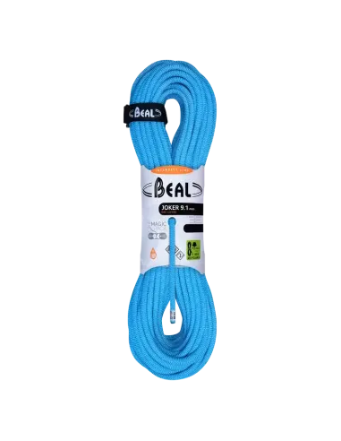 Climbing rope Beal Joker Unicore 9,1mm Dry Cover Blue 70m