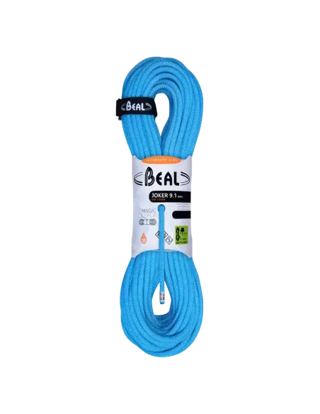 Climbing rope Beal Joker Unicore 9,1mm Dry Cover Blue 70m