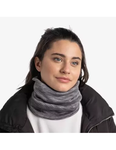 Scarf Buff Merino Heavyweight Fog Grey Multi Stripes