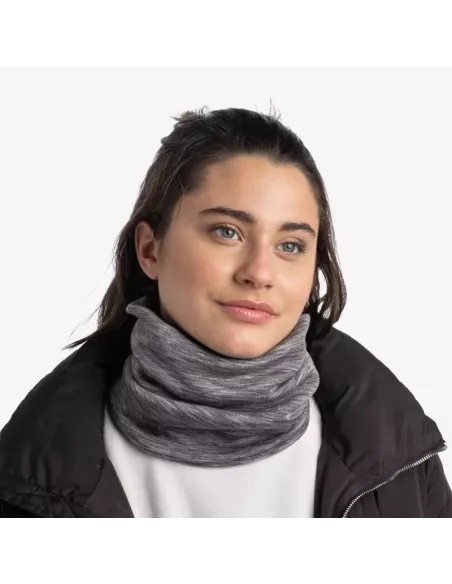 Scarf Buff Merino Heavyweight Fog Grey Multi Stripes Scarf Buff Merino Heavyweight Fog Grey Multi Stripes