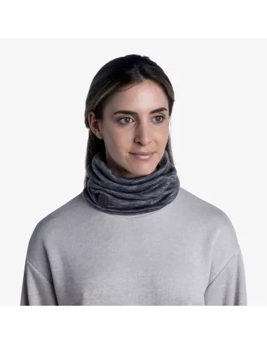 Scarf Buff Merino Heavyweight Fog Grey Multi Stripes