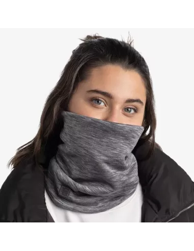 Scarf Buff Merino Heavyweight Fog Grey Multi Stripes