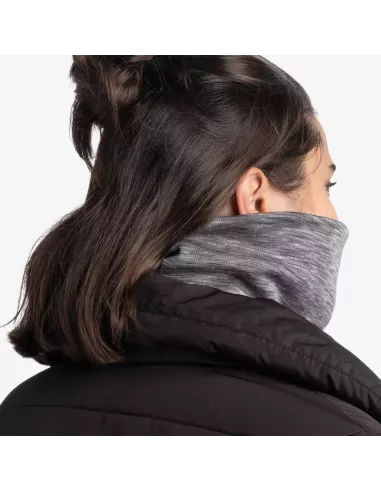 Scarf Buff Merino Heavyweight Fog Grey Multi Stripes