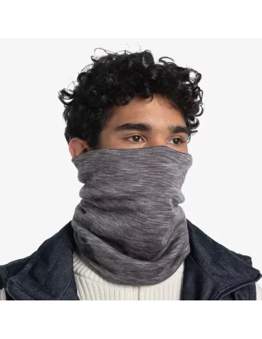 Scarf Buff Merino Heavyweight Fog Grey Multi Stripes