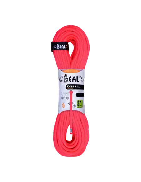 Climbing rope Beal Joker Unicore 9,1mm Dry Cover Orange 60m