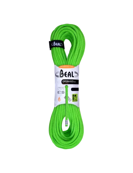 Climbing rope Beal Opera Unicore 8,5mm Dry Cover Green 60m
