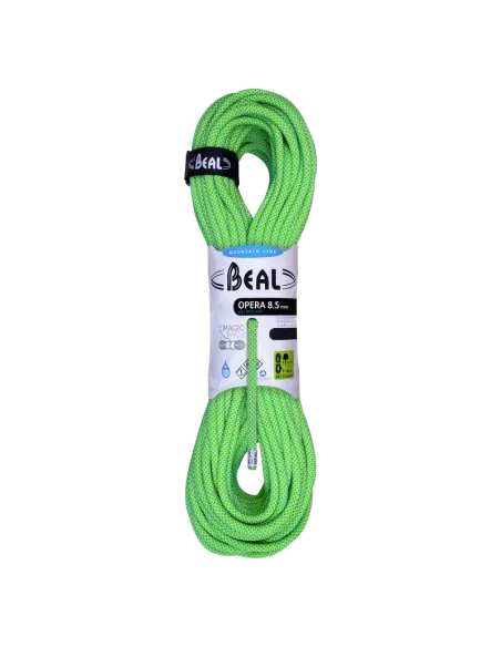 Climbing rope Beal Opera Unicore 8,5mm Golden Dry Green 60m
