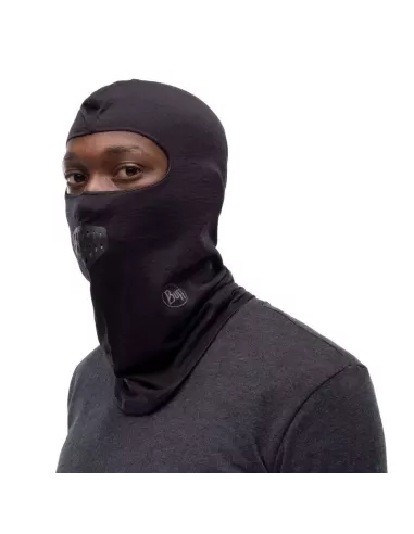 Balaclava Buff Lightweight Merino Wool Balaclava Solid Black