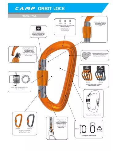 Karabinki wspinaczkowe Camp Orbit Lock Orange 3 szt.