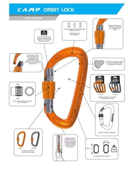 Climbing carabiners Camp Orbit Lock Gun metal 3 pcs.