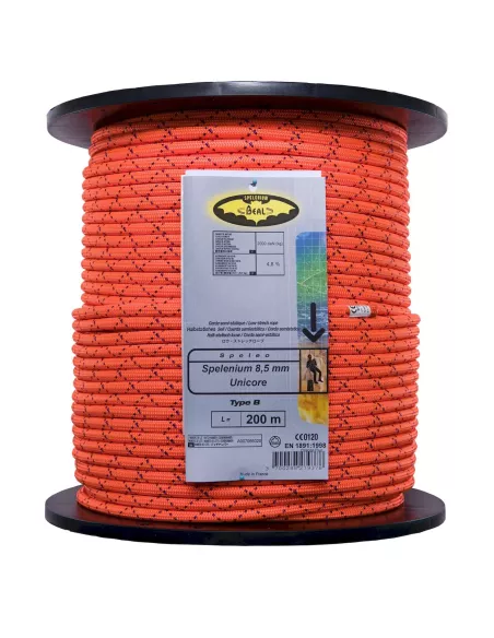 Semistatic rope Beal Spelenium Unicore 8,5mm Orange 200m