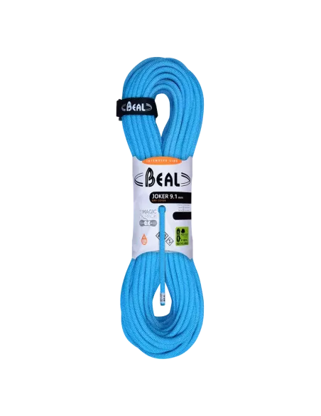 Climbing rope Beal Joker Unicore 9,1mm Dry Cover Blue 60m