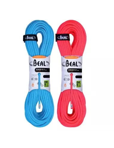 Climbing rope Beal Joker Unicore 9,1mm Dry Cover Blue 60m