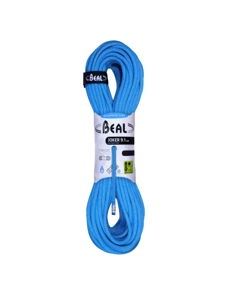 Climbing rope Beal Joker Unicore 9,1mm Golden Dry Blue 50m