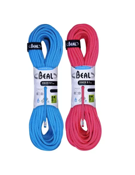 Climbing rope Beal Joker Unicore 9,1mm Golden Dry Blue 50m