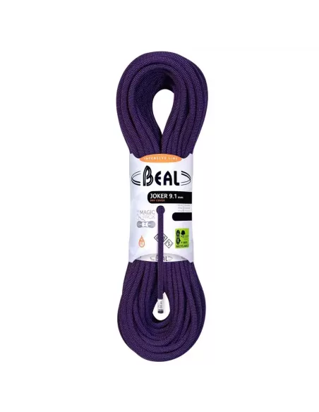Climbing rope Beal Joker Unicore 9,1mm Dry Cover Purple 60m
