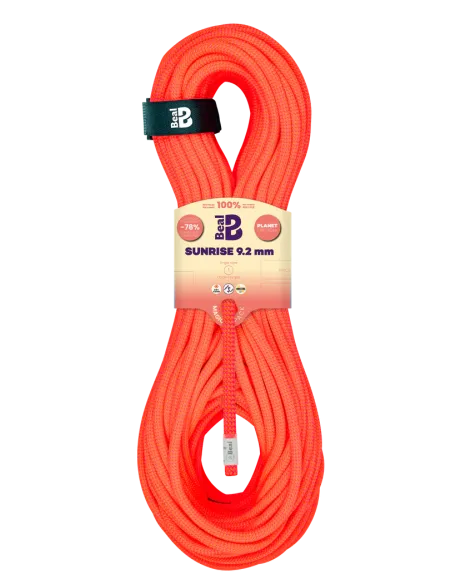 Climbing rope Beal Sunrise 9,2mm Dry Cover Orange 60m
